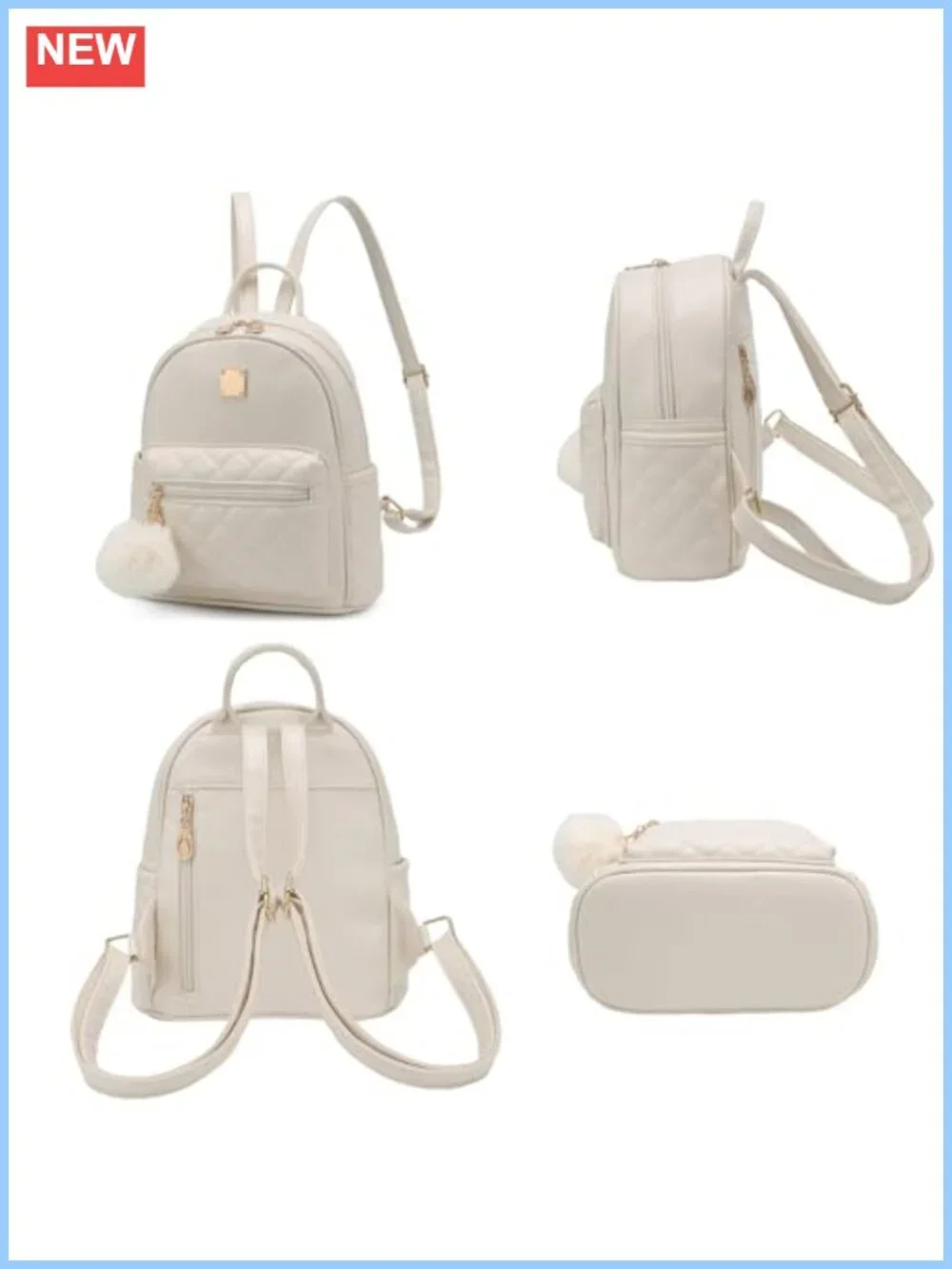 Vegan Leather Plaid Mini Backpack Purse Cute Women's Daypack